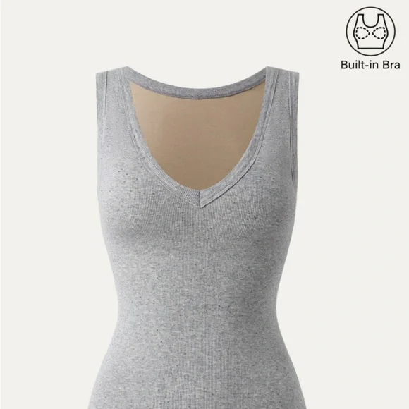 Ogl Stretchy V-neck Cotton New Airy Brami Tank - Heather Grey Small New - Picture 2 of 9